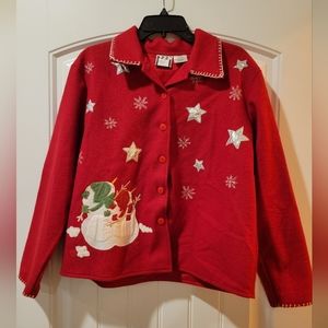 Take Two snowman Christmas wool blend blazer